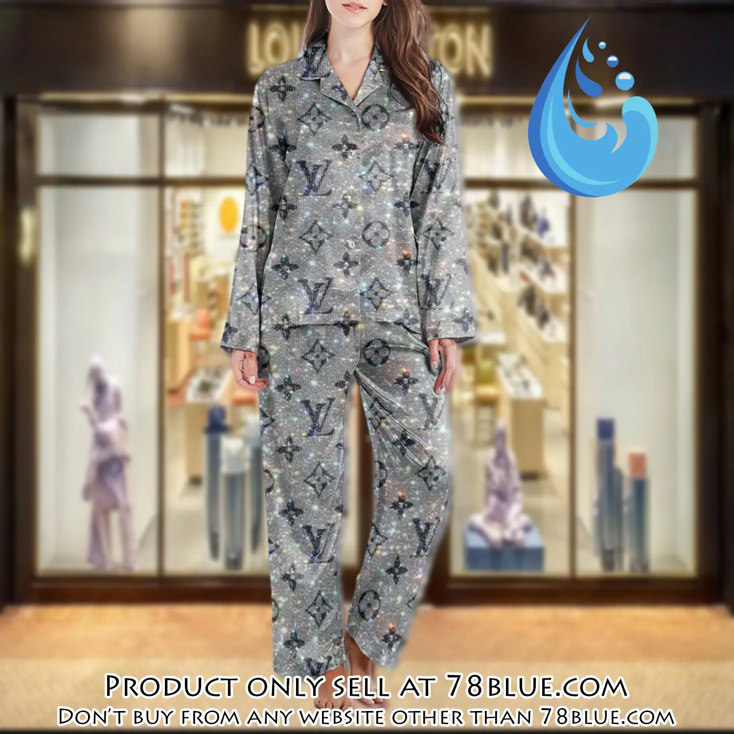 Lv monogram long satin pajama set pjs1008 78b2024717
